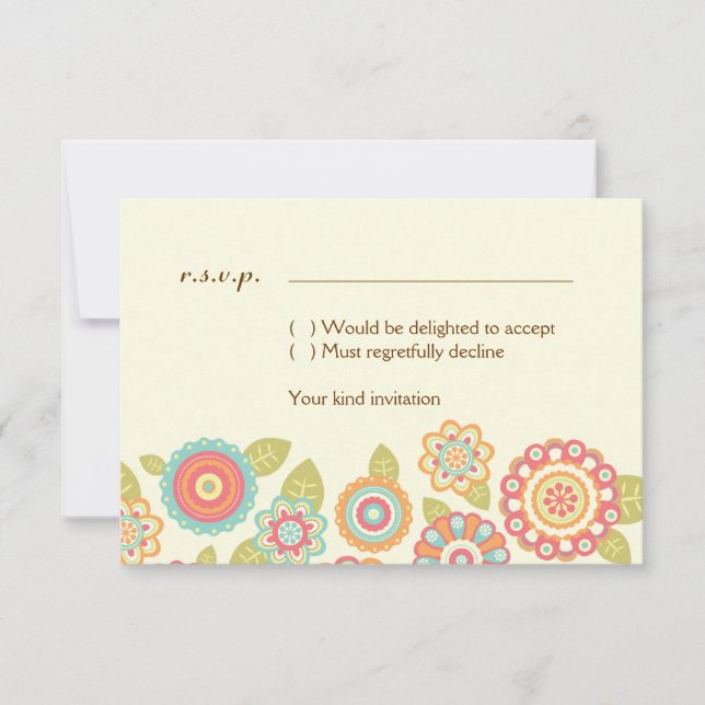 Funky Boho Retro Blume Wedding Einladung (Vorderseite)