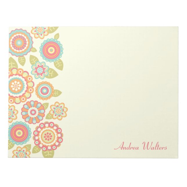 Funky Boho Retro Blume Wedding Notizblock (Vorderseite)