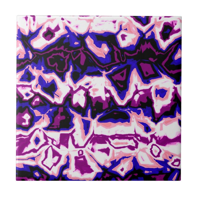 Funky Boho Retro Marbled Stripes Genderfluid Prix Fliese (Vorderseite)