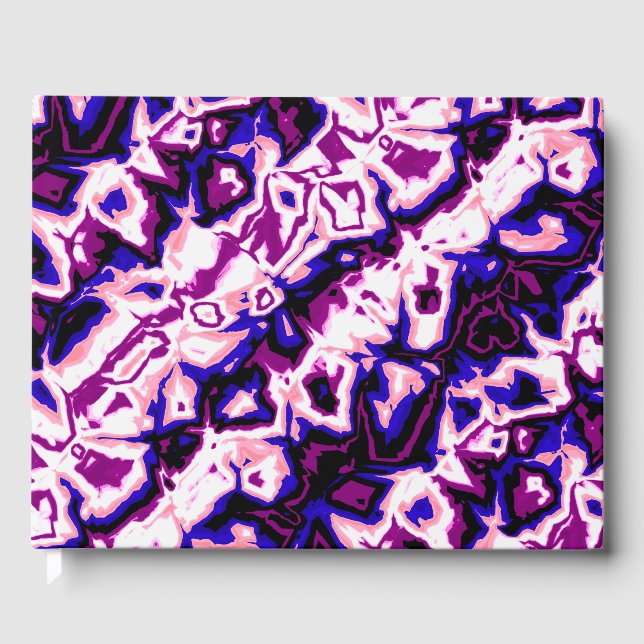Funky Boho Retro Marbled Stripes Genderfluid Prix Gästebuch (Vorderseite)
