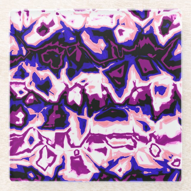 Funky Boho Retro Marbled Stripes Genderfluid Prix Glasuntersetzer (Vorderseite)