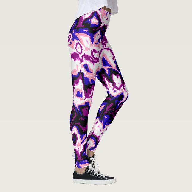 Funky Boho Retro Marbled Stripes Genderfluid Prix Leggings (Rechts)