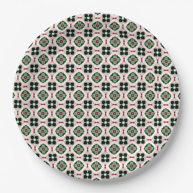 Funky Boho Retro Niedliches Abstraktes Weihnachtsm Pappteller (Vorderseite)
