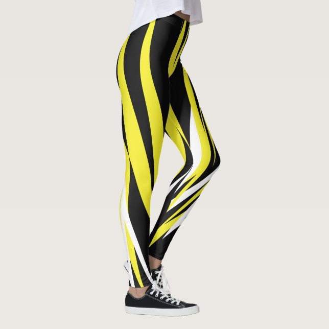 Funky Bold Abstrakt Art Black Yellow White Leggings (Rechts)