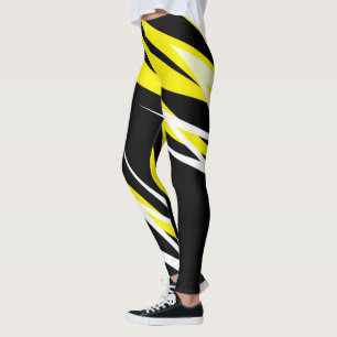Funky Bold Abstrakt Art Black Yellow White Leggings