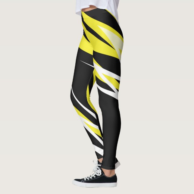 Funky Bold Abstrakt Art Black Yellow White Leggings (Links)