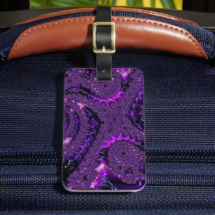 Funky Bold Boho Lila Digital Abstraktes Fraktal Gepäckanhänger
