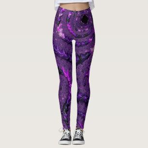 Funky Bold Boho Lila Digital Abstraktes Fraktal Leggings
