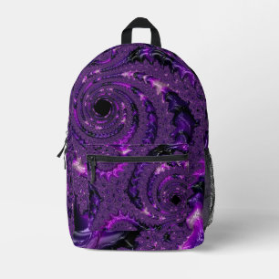 Funky Bold Boho Lila digitales Abstraktes Fraktal Bedruckter Rucksack