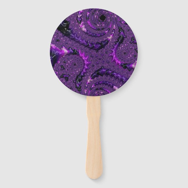 Funky Bold Boho Lila digitales Abstraktes Fraktal Fächer (Vorderseite)