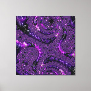 Funky Bold Boho Lila digitales Abstraktes Fraktal Leinwanddruck