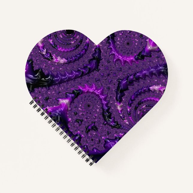 Funky Bold Boho Lila digitales Abstraktes Fraktal Notizbuch (Vorderseite)
