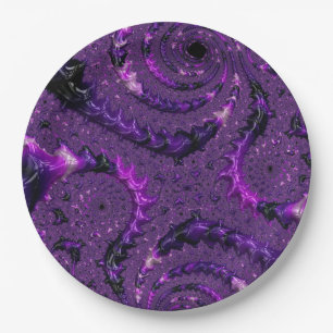 Funky Bold Boho Lila digitales Abstraktes Fraktal Pappteller