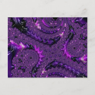Funky Bold Boho Lila digitales Abstraktes Fraktal Postkarte