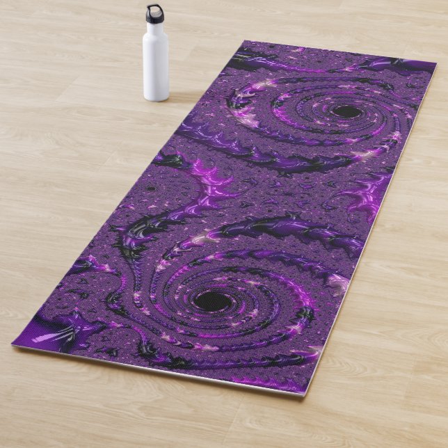 Funky Bold Boho Lila digitales Abstraktes Fraktal Yogamatte (Beispiel)