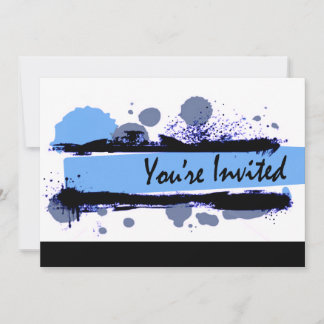 Funky Bold Grunge Spritzer Geburtstagsparty (blau) Einladung