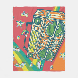 Funky Boom Box Farbiges Design Fleecedecke