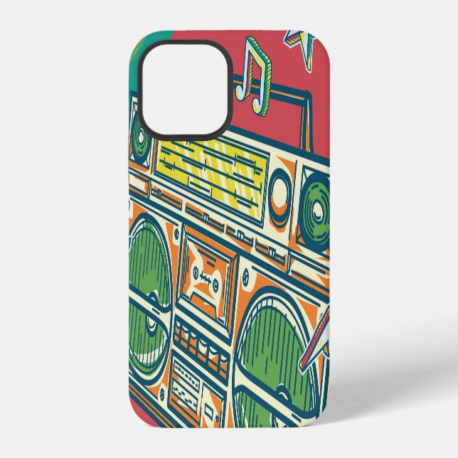 Funky Boom Box Farbiges Design iPhone Hülle (Rückseite)
