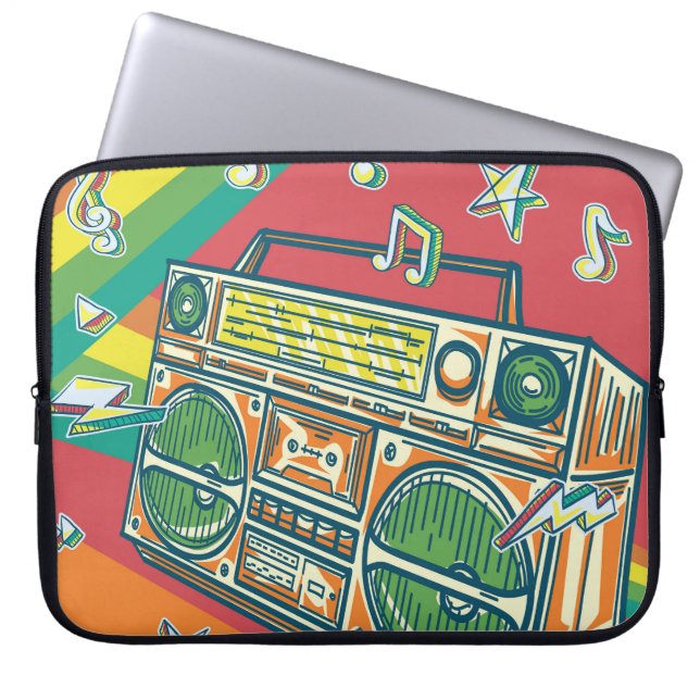 Funky Boom Box Farbiges Design Laptopschutzhülle (Vorderseite)