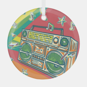 Funky Boom Box Farbiges Design Ornament Aus Glas