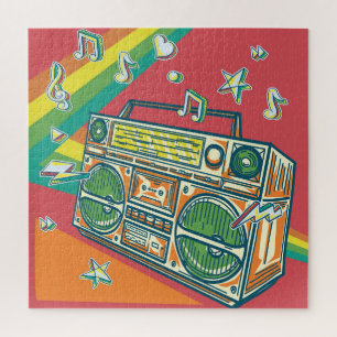 Funky Boom Box Farbiges Design Puzzle