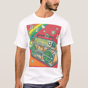 Funky Boom Box Farbiges Design T-Shirt