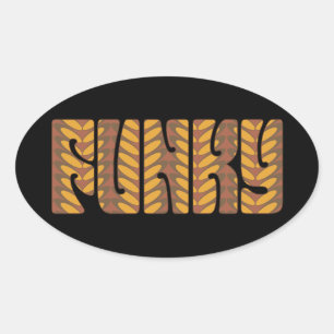 Funky (braun) ovaler aufkleber