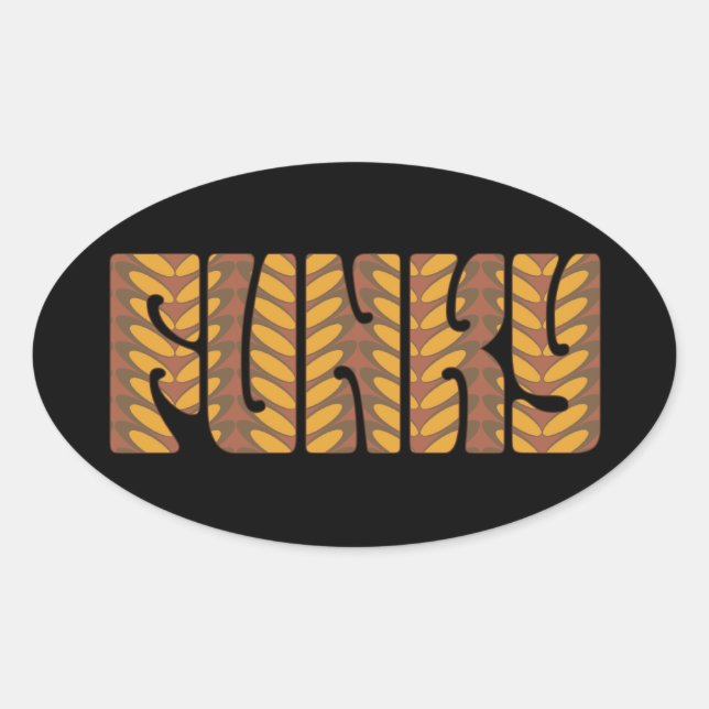 Funky (braun) ovaler aufkleber (Vorderseite)