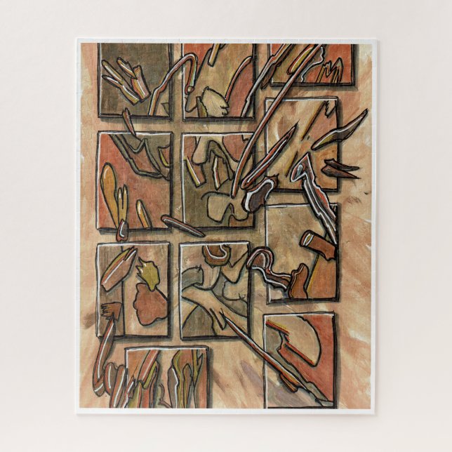 Funky braunes Abstrakt Puzzle (Vertikal)
