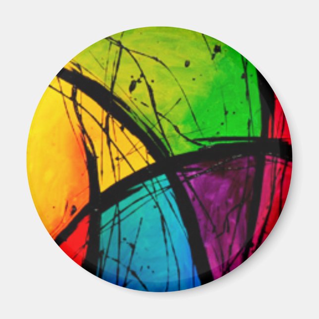 Funky Bright Abstrakt Art Painting Magnet (Vorne)