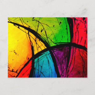 Funky Bright Abstrakt Art Painting Postkarte