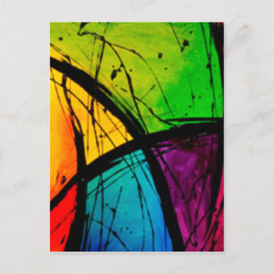 Funky Bright Abstrakt Art Painting Postkarte