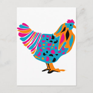 Funky Bright Chicken Postkarte