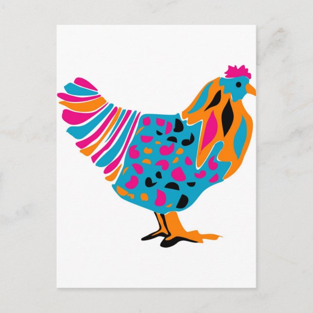 Funky Bright Chicken Postkarte (Vorderseite)