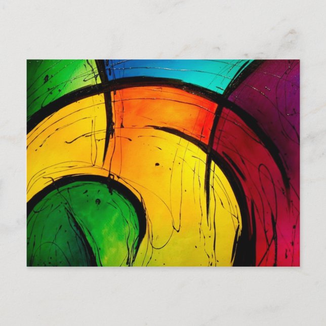 Funky Bright Colors Abstract Art Postkarte (Vorderseite)