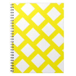 Funky Bright Yellow & White Simple Rhombus Pattern Notizblock
