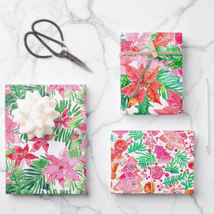 Funky Brights Christmas Themed Geschenkpapier Set