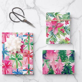 Funky Brights Christmas Themed Geschenkpapier Set