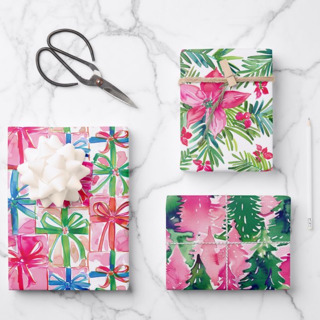 Funky Brights Christmas Themed Geschenkpapier Set (Vorderseite)