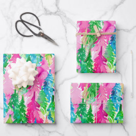 Funky Brights Weihnachtsbaum Geschenkpapier Set