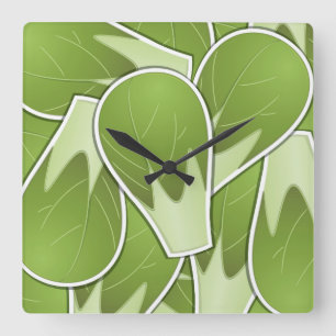 Funky brussel sprossen quadratische wanduhr