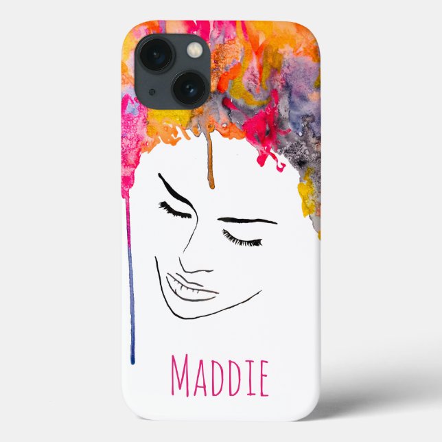 Funky bunt regenbogenfarbene Lady Art Case-Mate iPhone Hülle (Rückseite)