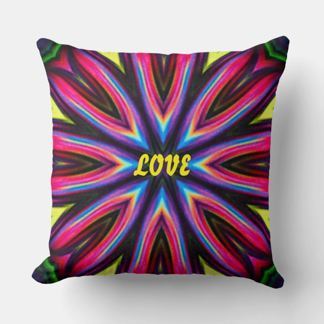 Funky Bunt Retro Stil Kissen (Vorderseite)