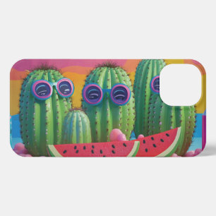 Funky Cacti mit Sonnenbrille, Wassermelone und Can iPhone 13 Hülle
