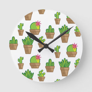 Funky Cactus Runde Wanduhr