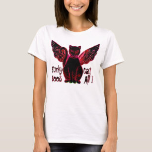 Funky Cat Black (Ladys Long Sleeve T - Shirt) T-Shirt