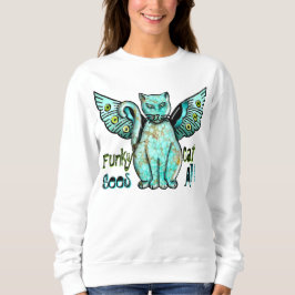 Funky Cat (Ladys Long Sleeve T - Shirt) Sweatshirt