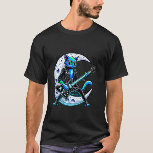 Funky Cat spielt Gitarre Mond, Rock And Roll Band, T-Shirt