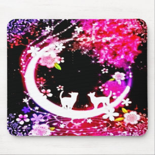 Funky Cats in Moon Garden Mousepad