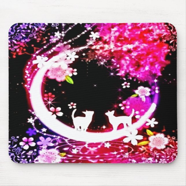Funky Cats in Moon Garden Mousepad (Vorne)
